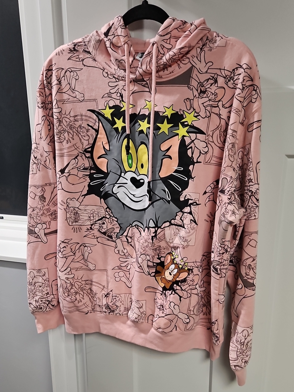 Tom & Jerry Pink Graphic Hoodie - Pink Cartoon Pullover